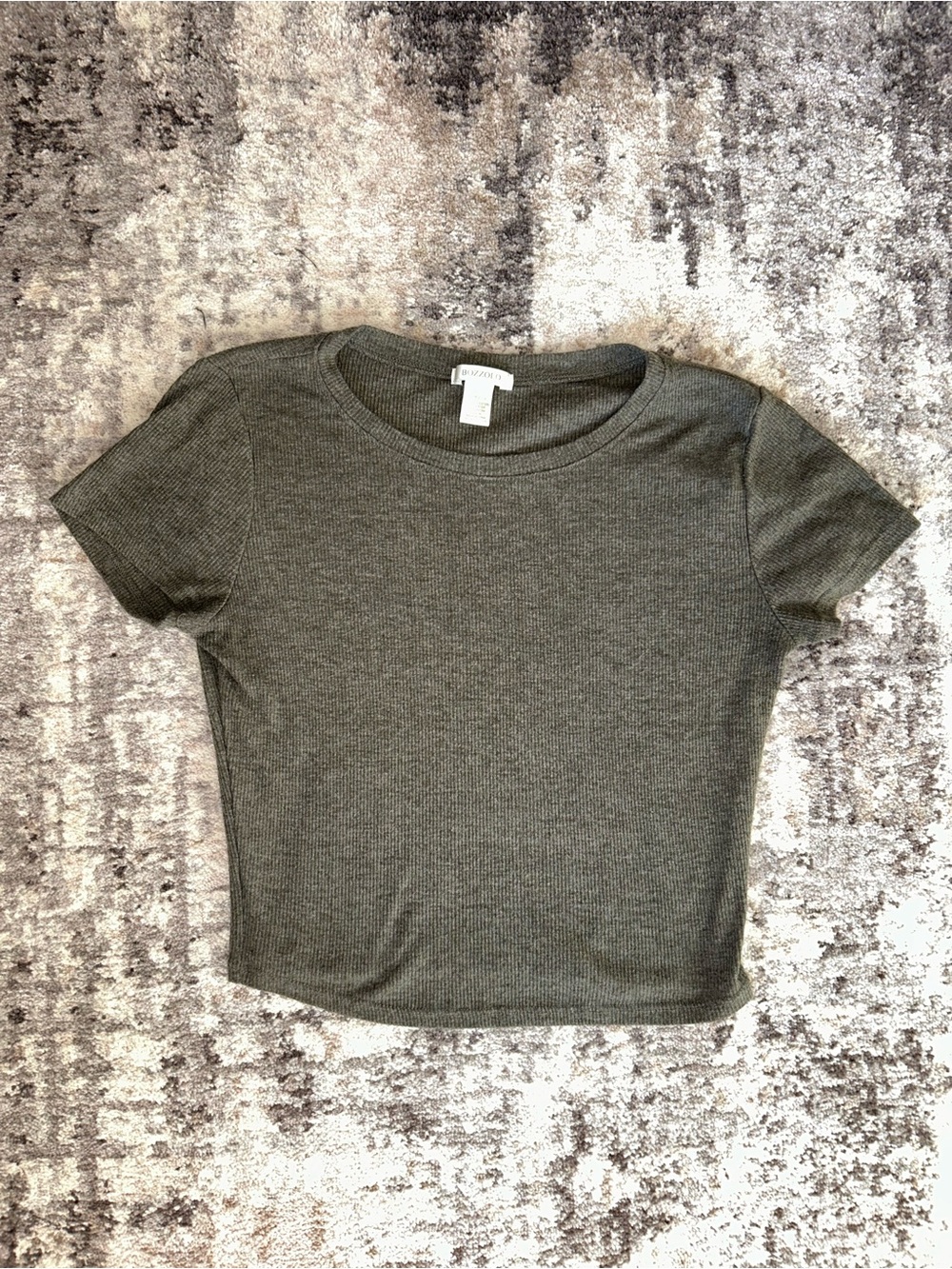 Bozzolo Olive Green Ribbed Crop Top